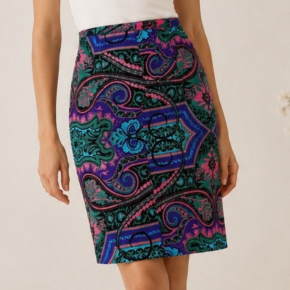 Plenty Tracy Reese Anthropologie Purple Pencil Skirt Paisley Office Size‎ 6